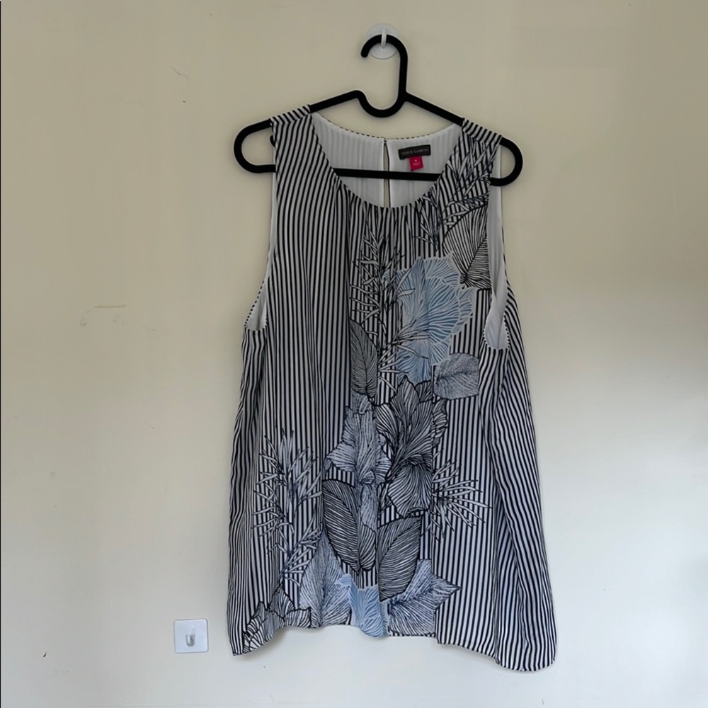 Vince Camuto Striped Sleeveless Top with Floral Design